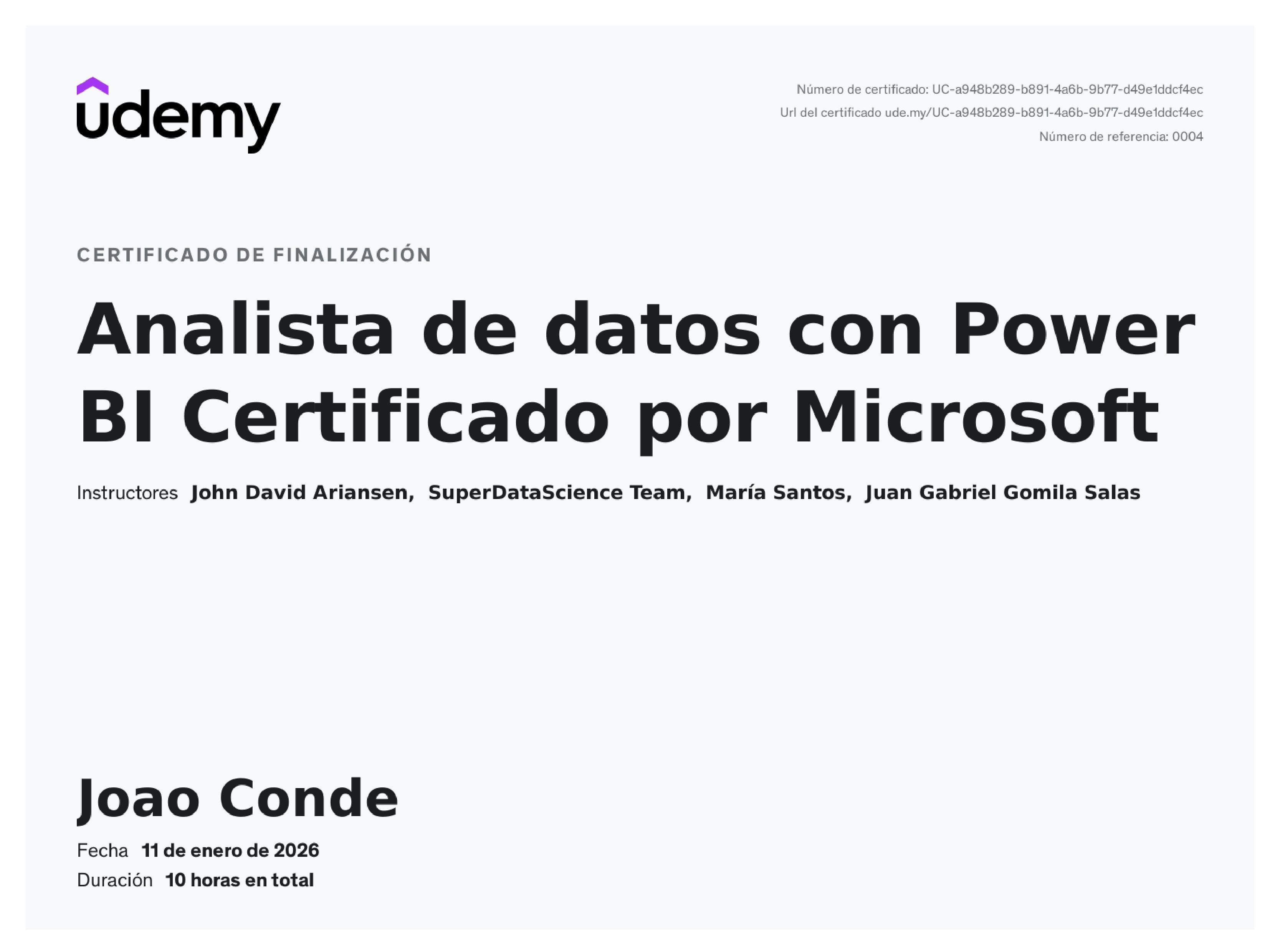 Certificado de Power BI